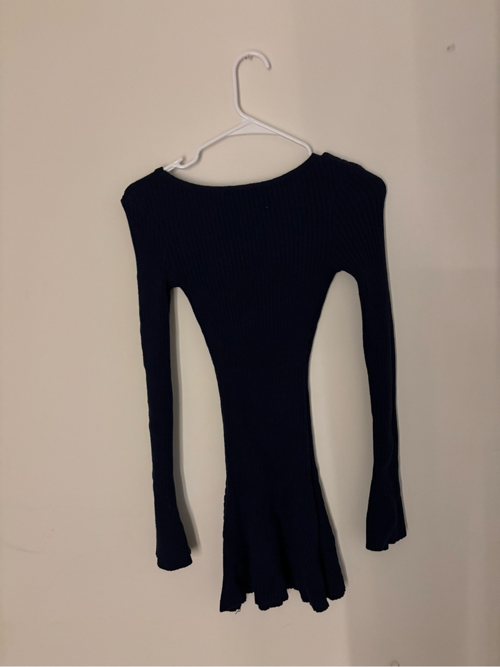 Princess Polly Navy Ribbed Long Sleeve Scoop-Neck Sweater Dress